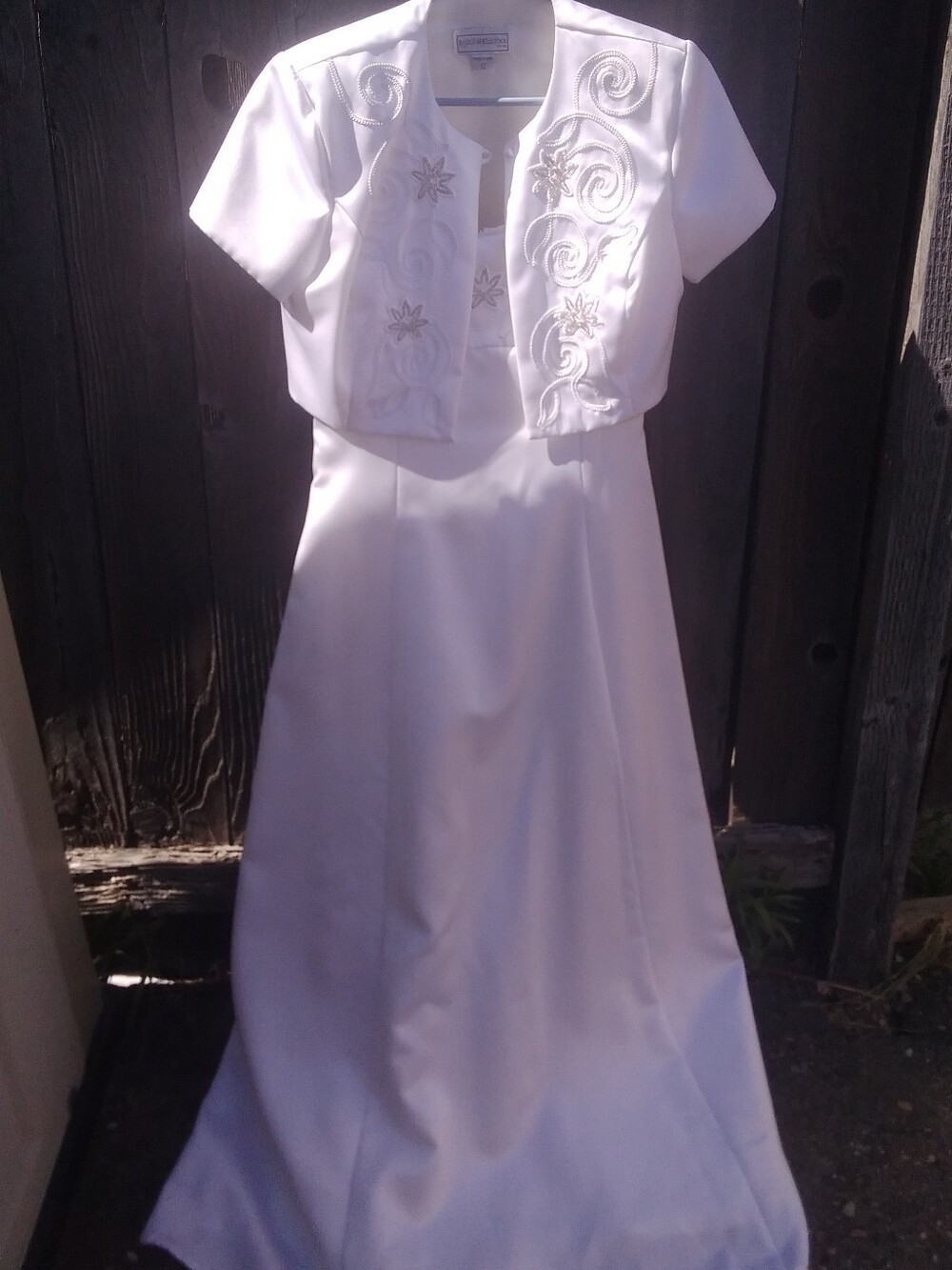 Vintage Jessica McClintock Bridal Dres Gown Bolero Jkt 00s Y2K White Beaded 12